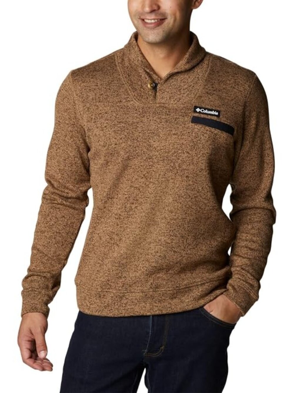 Columbia Men's Brown Delta Heather Long Sleeve Weather Pullover Sweater Size L